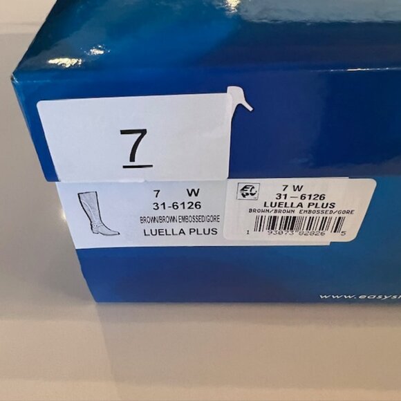 Easy Street Luella Plus Wide Calf Riding Boots Brown Embossed Knee-High Boots 7W - Picture 3 of 9